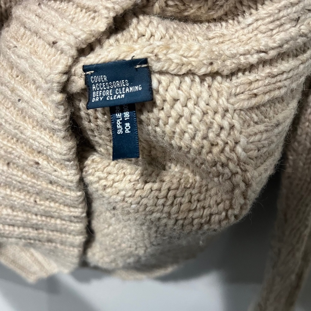 Polo Ralph Lauren Sweater Mens Medium Beige Knit Wool Alpaca Elbow Patches - Picture 4 of 6